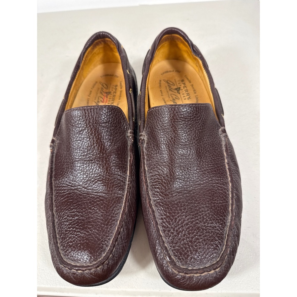 Sperry Top-Sider Gold Cup Brown Leather Loafers Deerskin Lined Vibram Mens 12 M